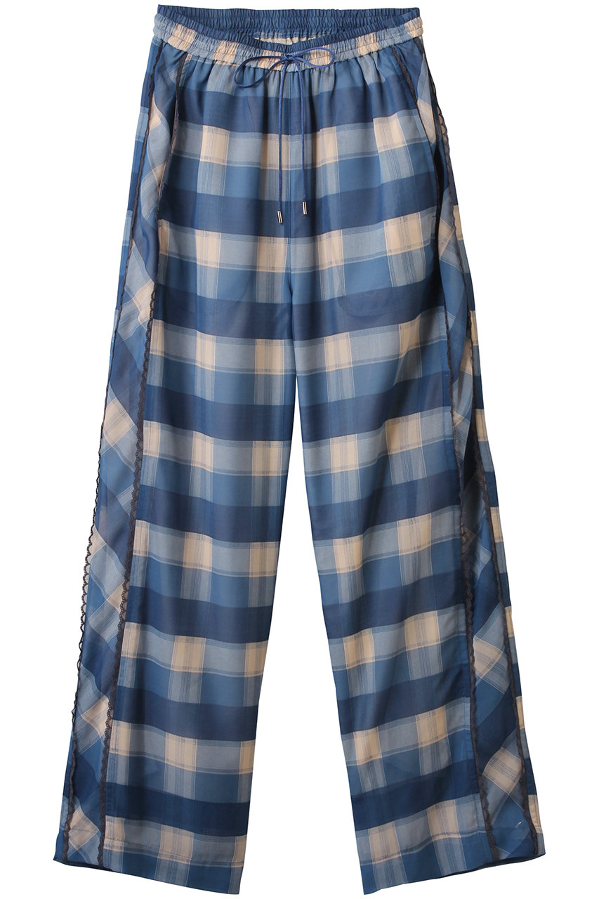 MAISON SPECIAL Side Pico Lace Sheer Plaid Pants/サイドピコレースシアーチェックパンツ (BLU(ブルー), 38) メゾンスペシャル ELLE SHOP MAISON SPECIAL Side Pico Lace Sheer Plaid Pants/サイドピコレースシアーチェックパンツ (BLU(ブルー), 38) メゾンスペシャル ELLE SHOP