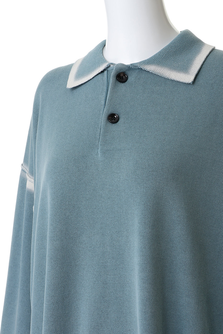 新品　MAISON SPECIAL 長袖ポロシャツ　ブリーチ　1 ライトブルー UNISEX》High Twist Pigment Bleach Prime-Over Long Sleeve Knit Polo