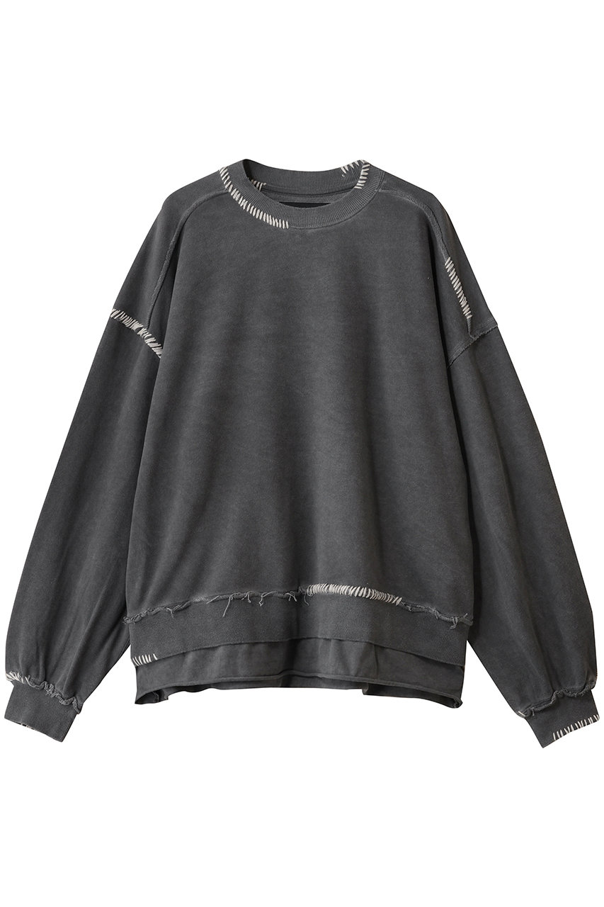 メゾンスペシャル/MAISON SPECIALの【UNISEX】オーバーダイエンブロイダリー クルースウェット(BLK(ブラック)/11252411308)