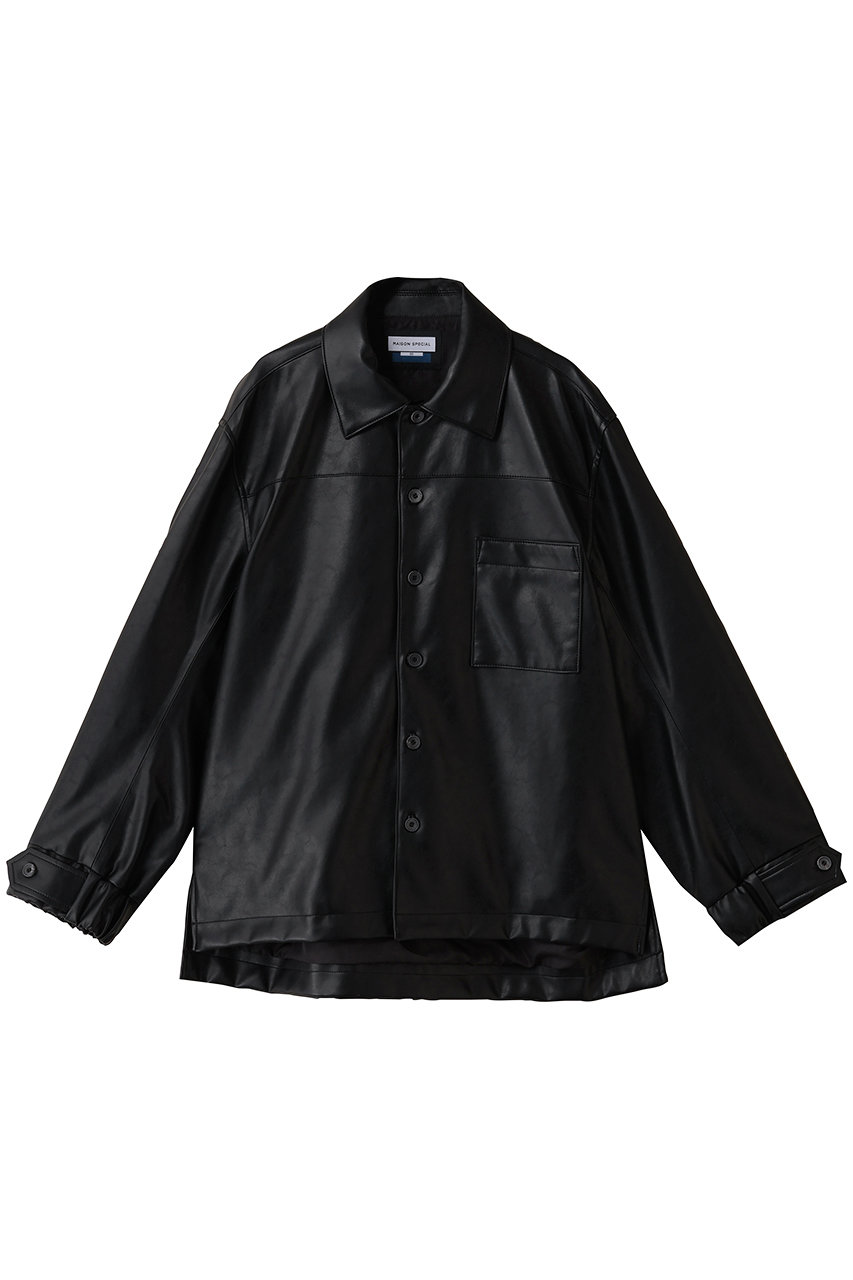 メゾンスペシャル/MAISON SPECIALの【UNISEX】PUレザーシャツブルゾン(D.BLK(ブラック)/11252211608)