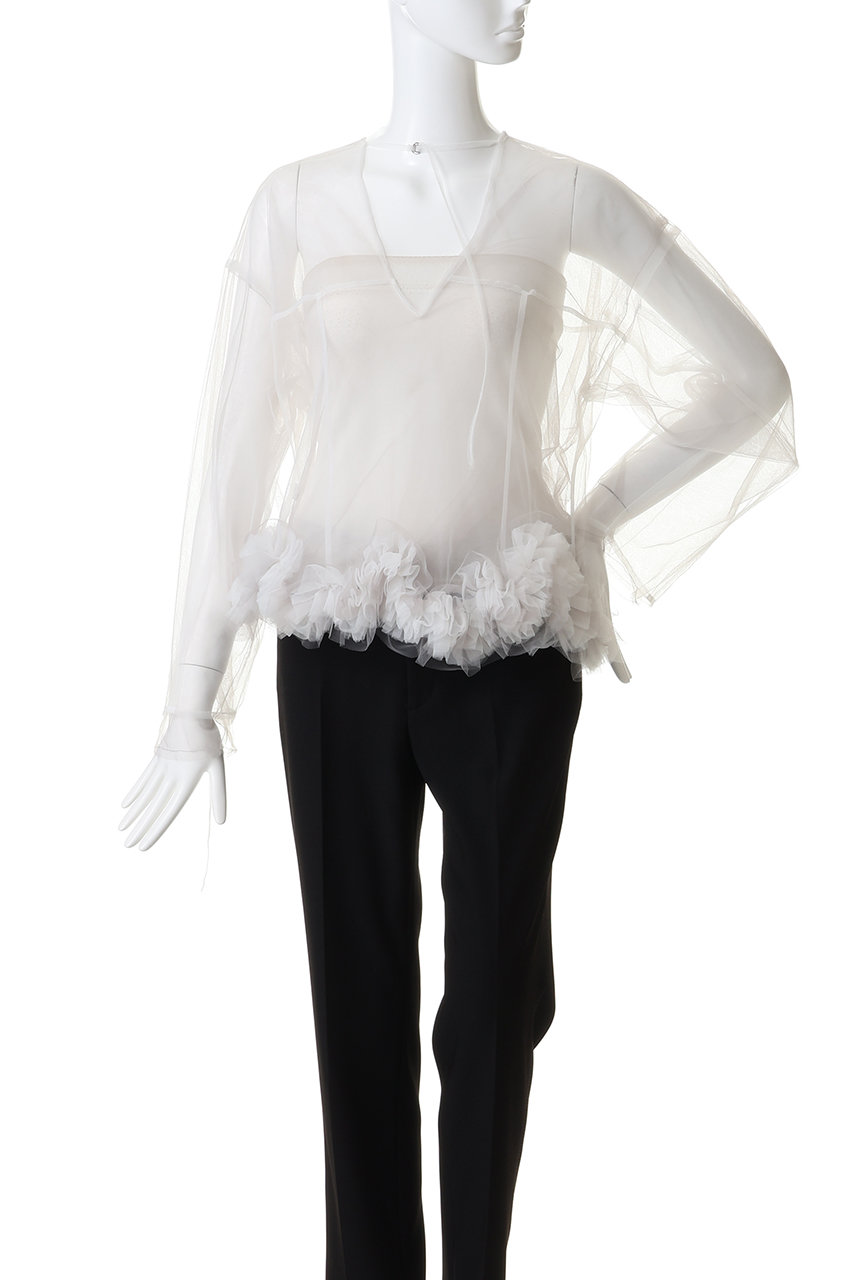 MAISON SPECIAL(メゾンスペシャル)｜2way Flower Hem Tulle Top/2way