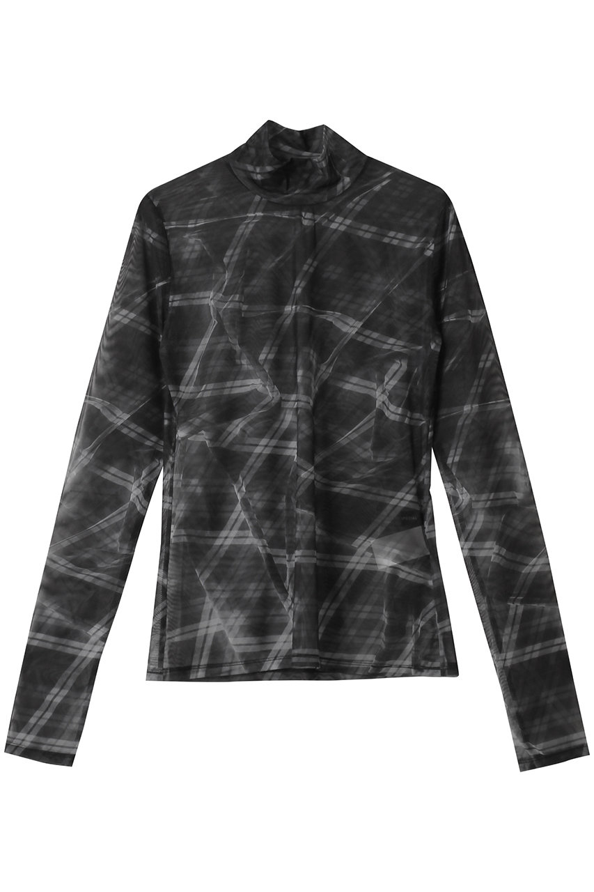 メゾンスペシャル/MAISON SPECIALのPlaid Mesh Tops/チェックメッシュトップス(BLK(ブラック)/21252415810)