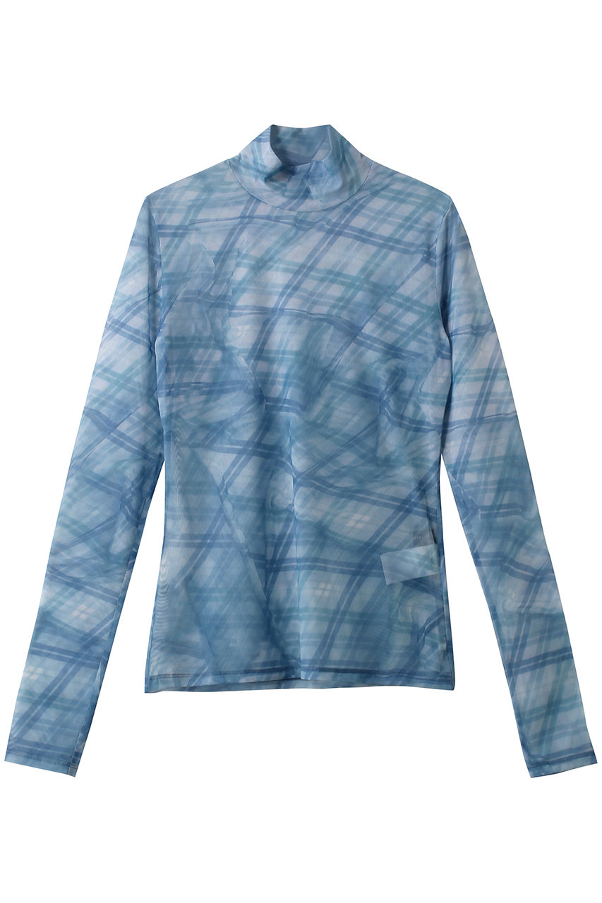 メゾンスペシャル/MAISON SPECIALのPlaid Mesh Tops/チェックメッシュトップス(BLU(ブルー)/21252415810)