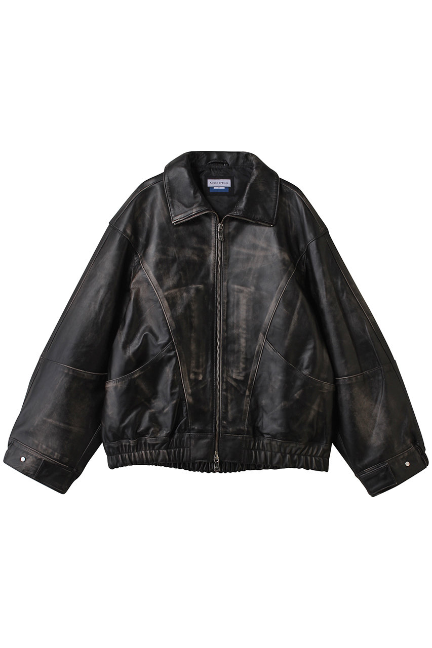 メゾンスペシャル/MAISON SPECIALの【UNISEX】SHEEPレザースタンドブルゾン(D.BLK(ブラック)/11259211201)