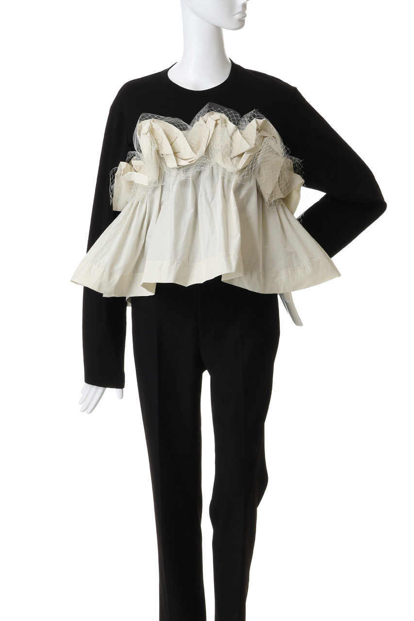 新品未使用メゾンスペシャル異素材コンビフリルトップス Mixed Fabric Frill Tops/異素材コンビフリルトップス（Tシャツ
