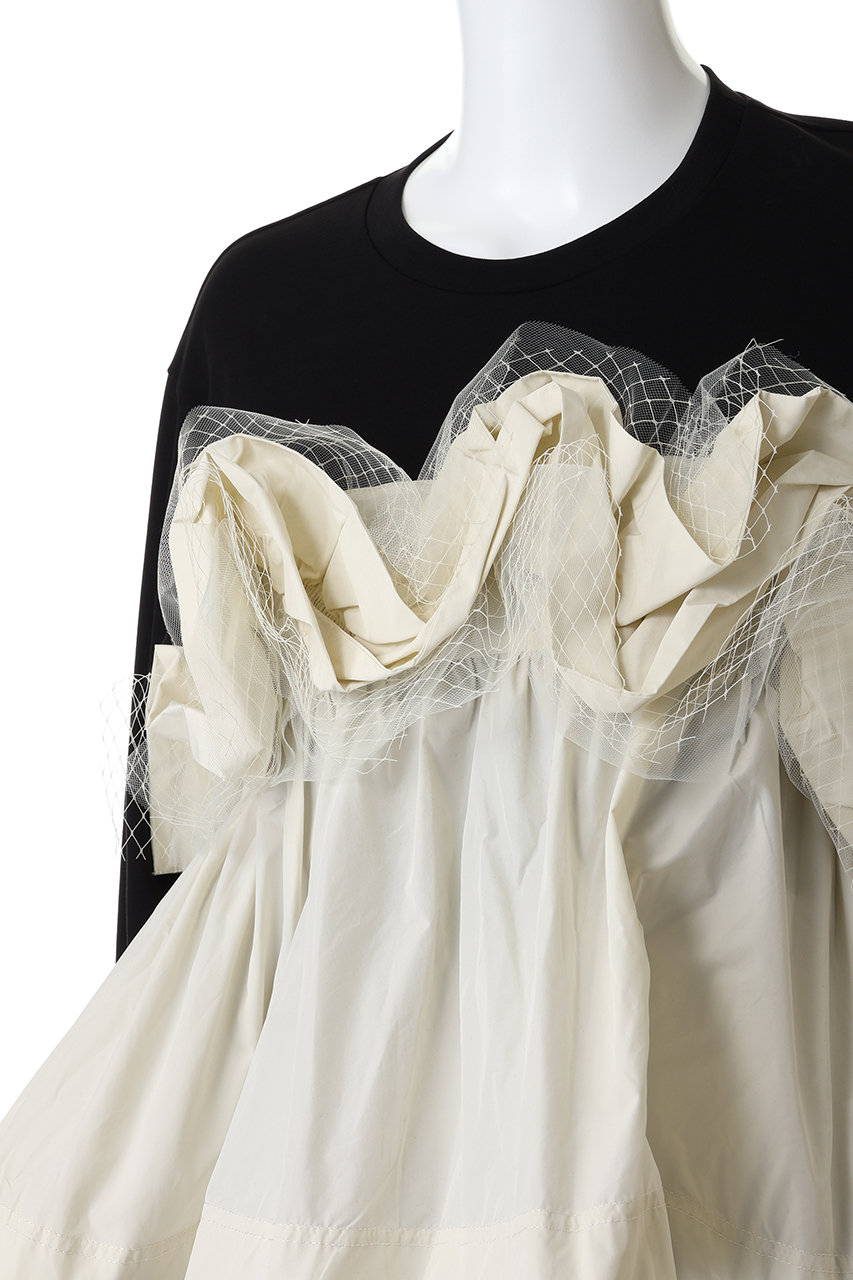 新品未使用メゾンスペシャル異素材コンビフリルトップス Mixed Fabric Frill Tops/異素材コンビフリルトップス（Tシャツ