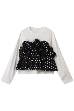 メゾンスペシャル/MAISON SPECIALのMixed Fabric Frill Tops/異素材コンビフリルトップス(110100/110103)