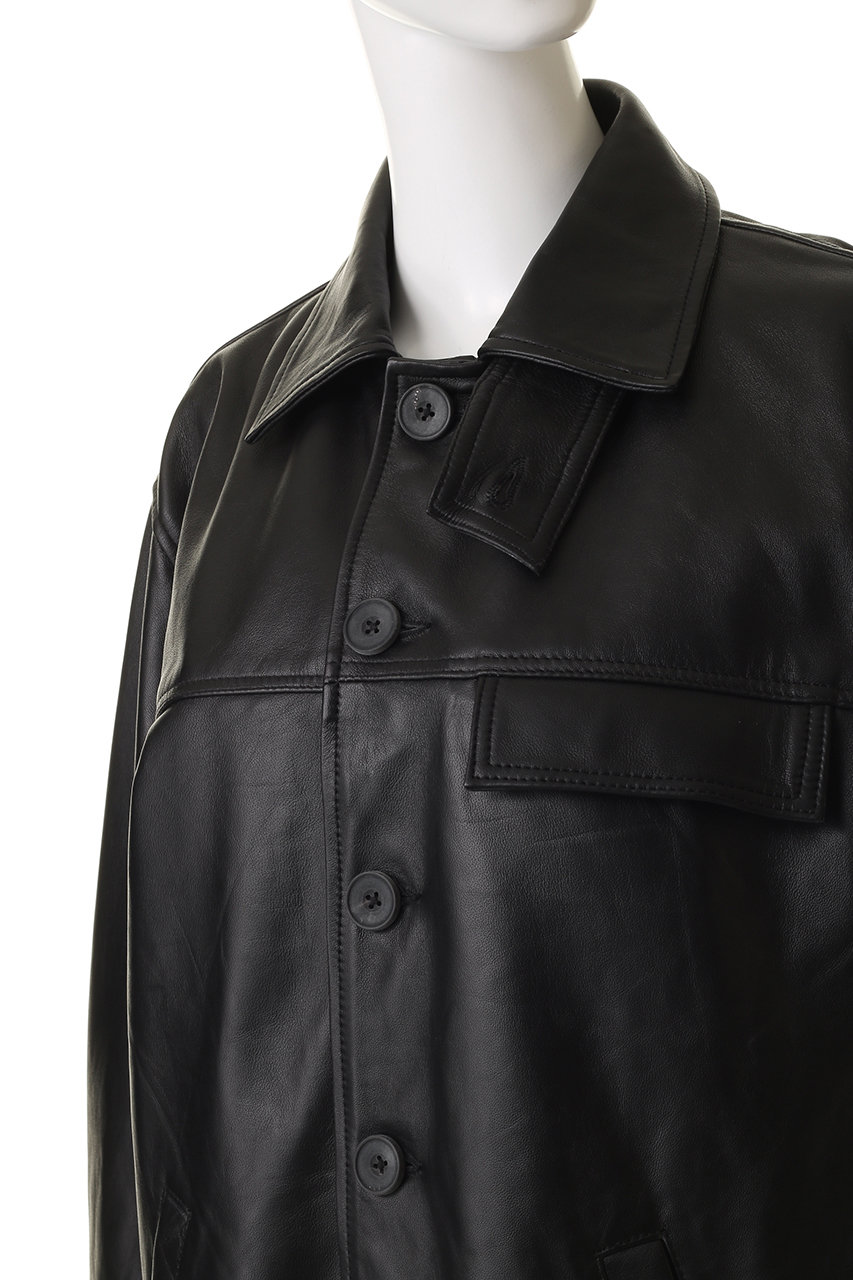 メゾンスペシャル　黒 レザー オーバーサイズ ジャケット　カーコート Sheep Leather Car Coat