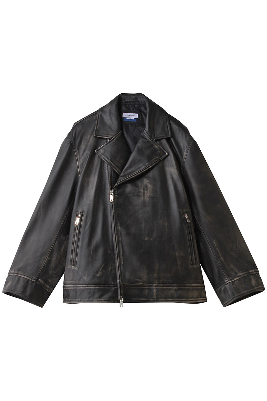 メゾンスペシャル/MAISON SPECIALの【UNISEX】SHEEPレザーテーラード襟ダブルライダース(D.BLK(ブラック)/11259211202)