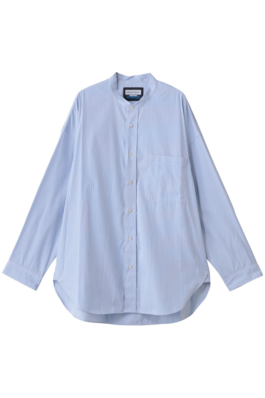 MAISON SPECIAL 【UNISEX】トーマスメイソンプライムオーバーL/Sバンドカラーシャツ (S.BLU(スカイブルー), 1) メゾンスペシャル ELLE SHOP