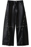 【UNISEX】フリンジ切リ替エアーティフィシャルレザーパンツ