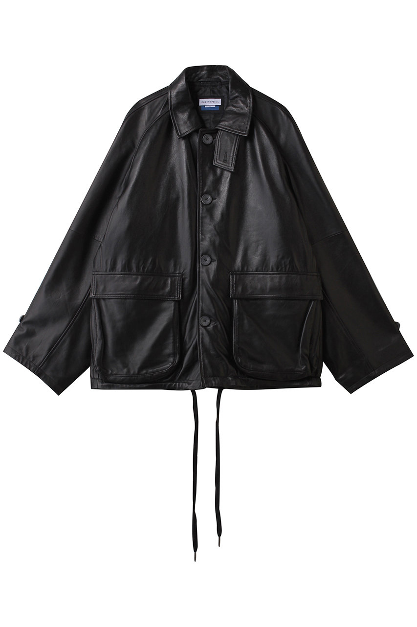 メゾンスペシャル/MAISON SPECIALの【UNISEX】SHEEPレザーフロントボタンシングルジャケット(BLK(ブラック)/11259111212)