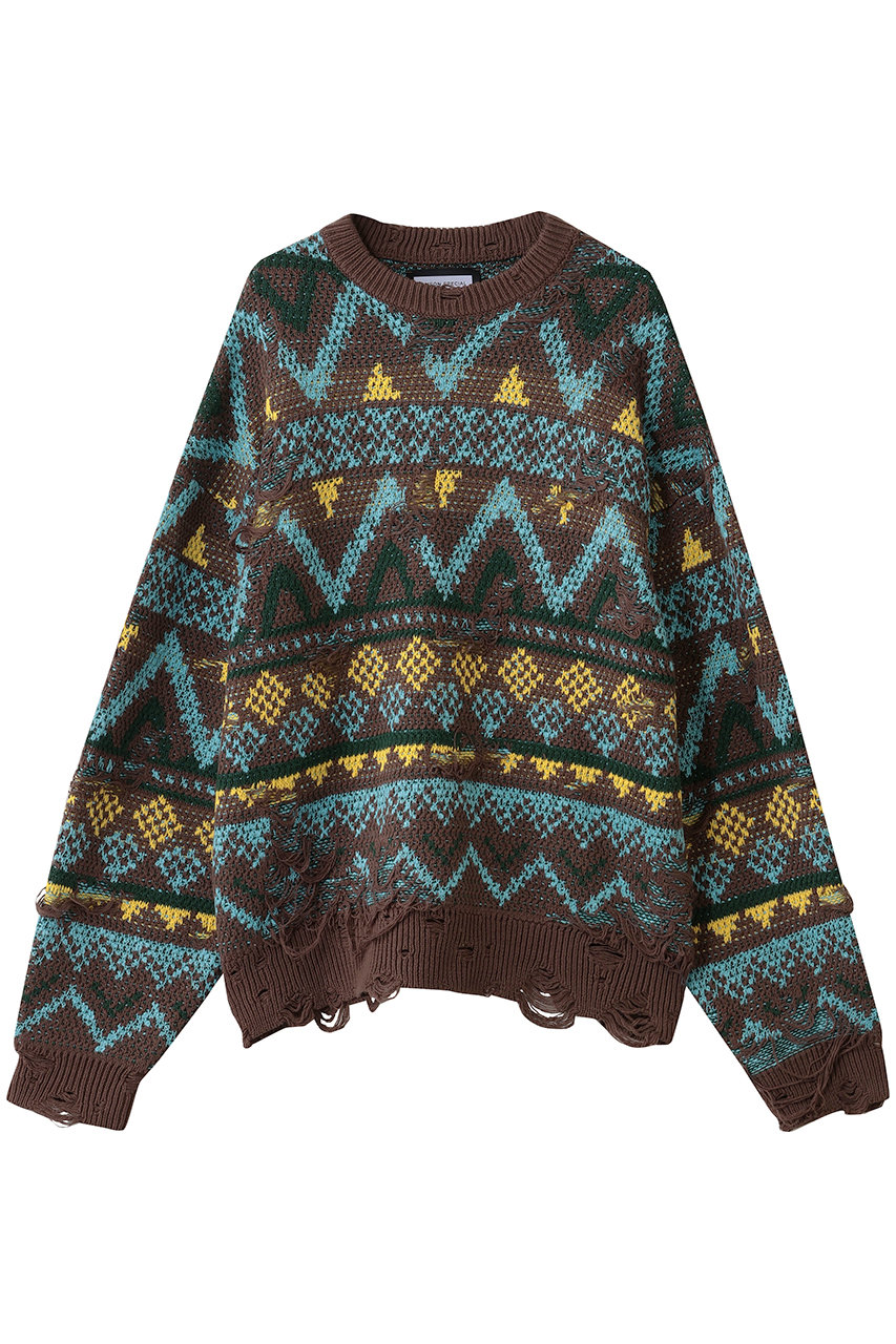 4840【美品】アンスクリア　ダメージニット クルーネック ウール　カットアウト 4840【美品】アンスクリア ダメージニット クルーネック ウール カット