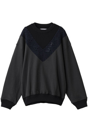 メゾンスペシャル/MAISON SPECIALの【UNISEX】レース編みV切替コンビ スウェットクルーネックPO(110100/110105)