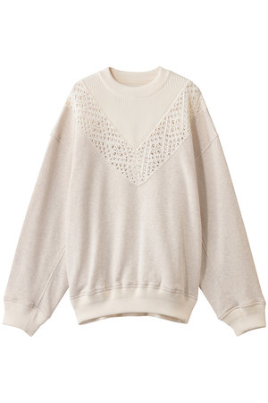 メゾンスペシャル/MAISON SPECIALの【UNISEX】レース編みV切替コンビ スウェットクルーネックPO(110100/110105)