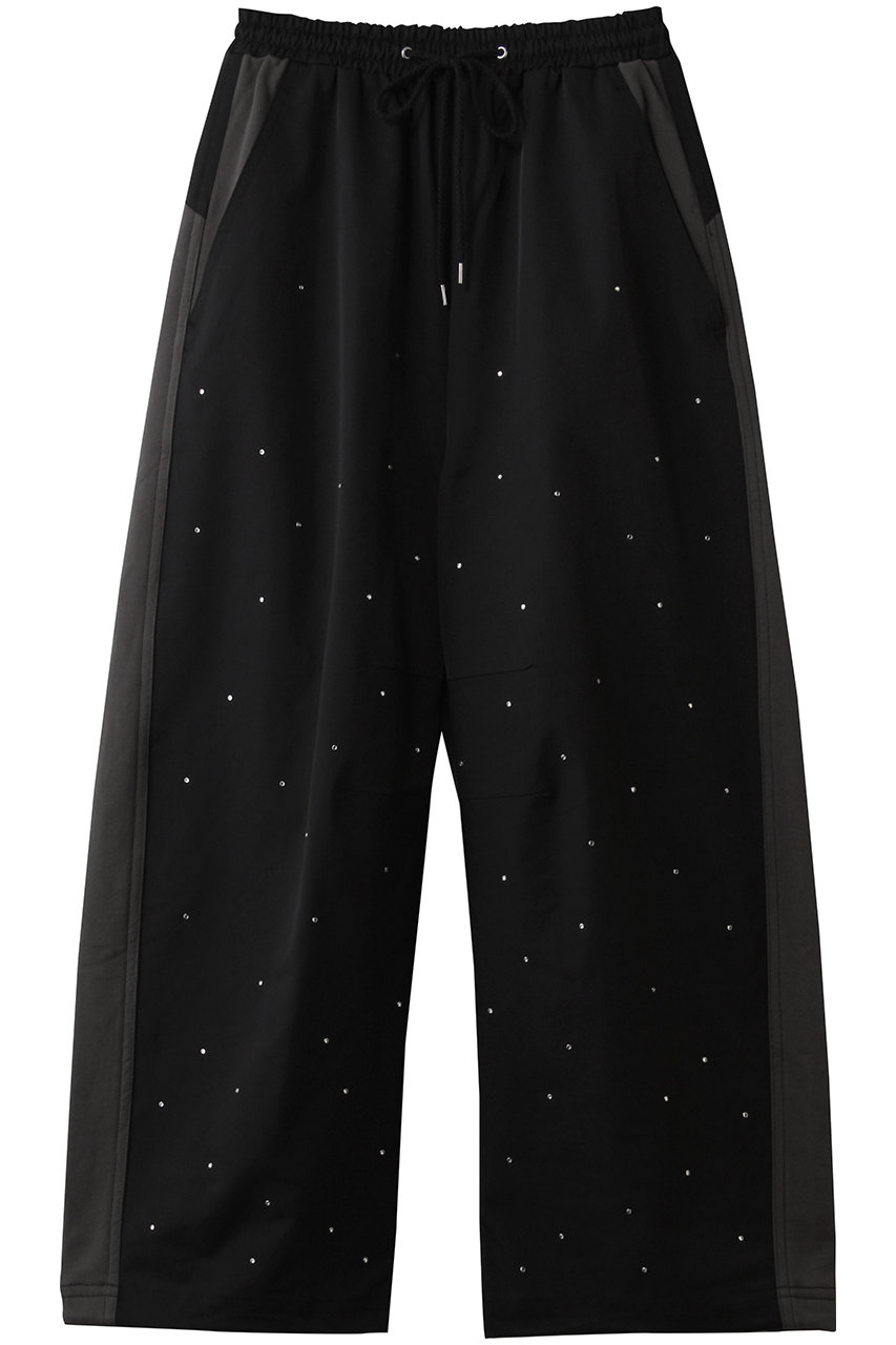 メゾンスペシャル/MAISON SPECIALのDocking Rhinestone Easy Pants/ドッキングラインストーンイージーパンツ(BLK(ブラック)/21252465316)