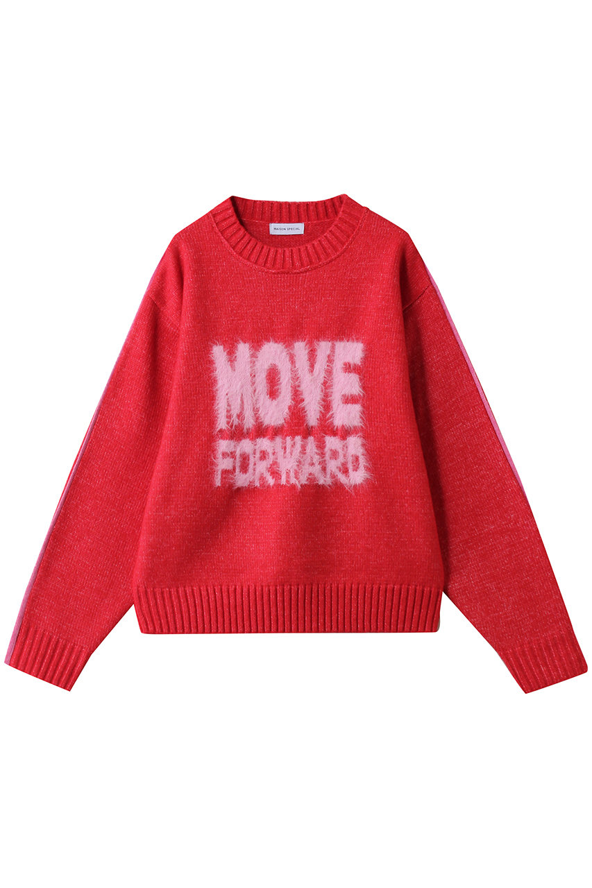 メゾンスペシャル/MAISON SPECIALのMOVE FORWARD logo knit/MOVE FORWARDロゴニット(RED(レッド)/21252365315)
