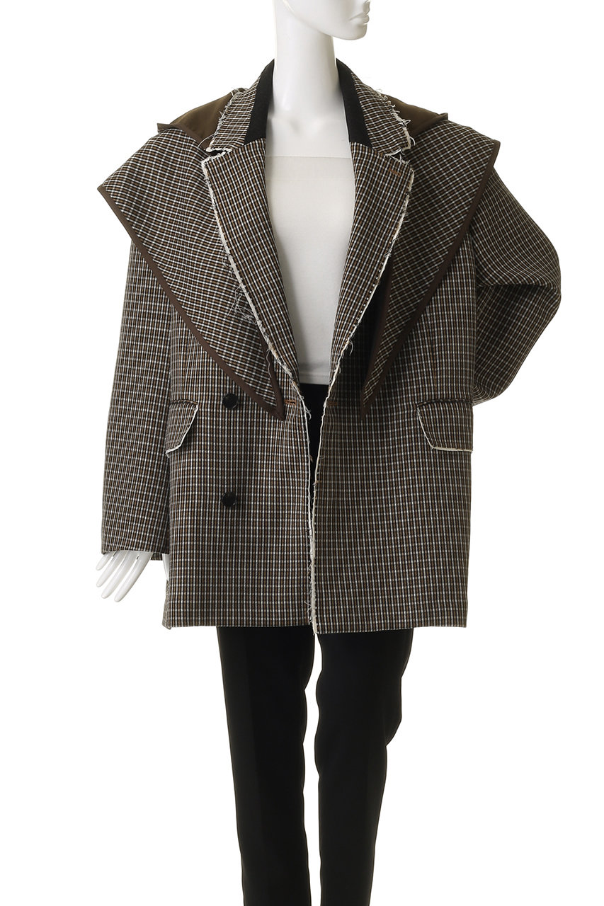 MAISON SPECIAL ブラウン テーラードジャケット 02 MAISON SPECIAL(メゾンスペシャル)｜2way Hooded Scarf Cut Off Jacket