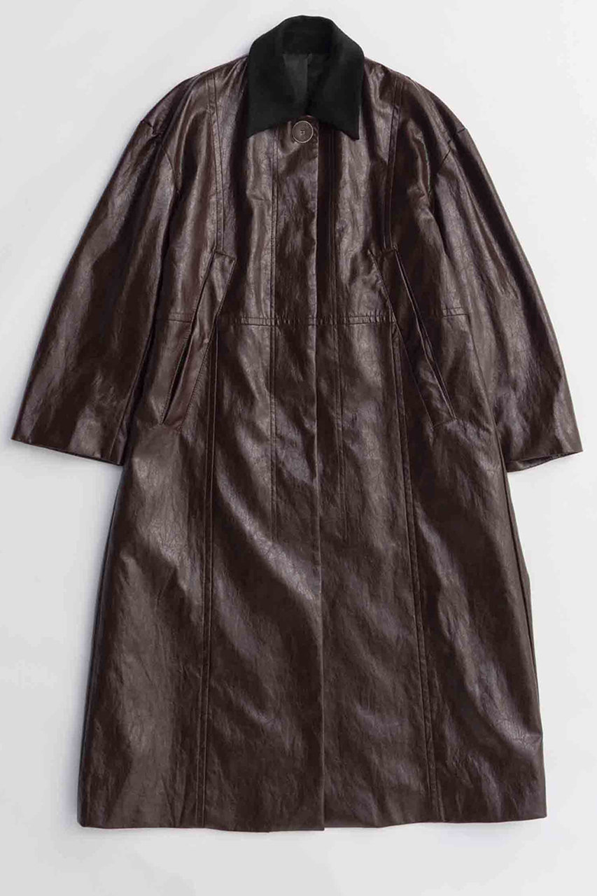 MAISON SPECIAL Vegan Leather Balmacaan Coat/ヴィーガンレザーステンカラーコート (BRD(ボルドー), FREE) メゾンスペシャル ELLE SHOP MAISON SPECIAL Vegan Leather Balmacaan Coat/ヴィーガンレザーステンカラーコート (BRD(ボルドー), FREE) メゾンスペシャル ELLE SHOP