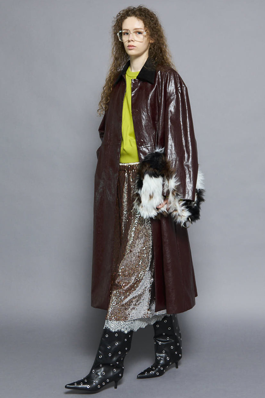 maison special ブラウン レザーワンピース MAISON SPECIAL（メゾンスペシャル）の「ヴィーガンレザーパフスリーブ