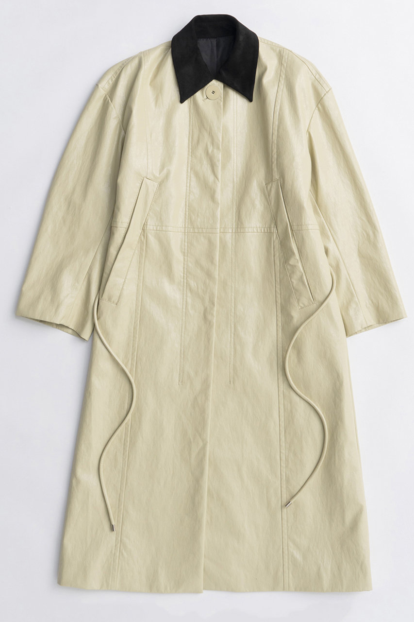 MAISON SPECIAL Vegan Leather Balmacaan Coat/ヴィーガンレザーステンカラーコート (L.YEL(ライトイエロー), FREE) メゾンスペシャル ELLE SHOP MAISON SPECIAL Vegan Leather Balmacaan Coat/ヴィーガンレザーステンカラーコート (L.YEL(ライトイエロー), FREE) メゾンスペシャル ELLE SHOP