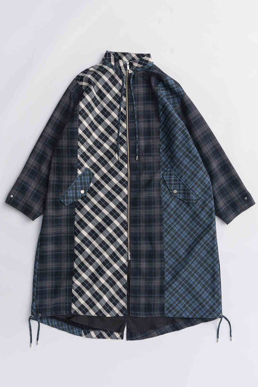 MAISON SPECIAL Plaid Mods Coat/チェックモッズコート (BLU(ブルー), FREE) メゾンスペシャル ELLE SHOP MAISON SPECIAL Plaid Mods Coat/チェックモッズコート (BLU(ブルー), FREE) メゾンスペシャル ELLE SHOP