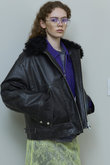 2way Collar faux Leather Blouson/2WAYカラーフェイクレザーブルゾン