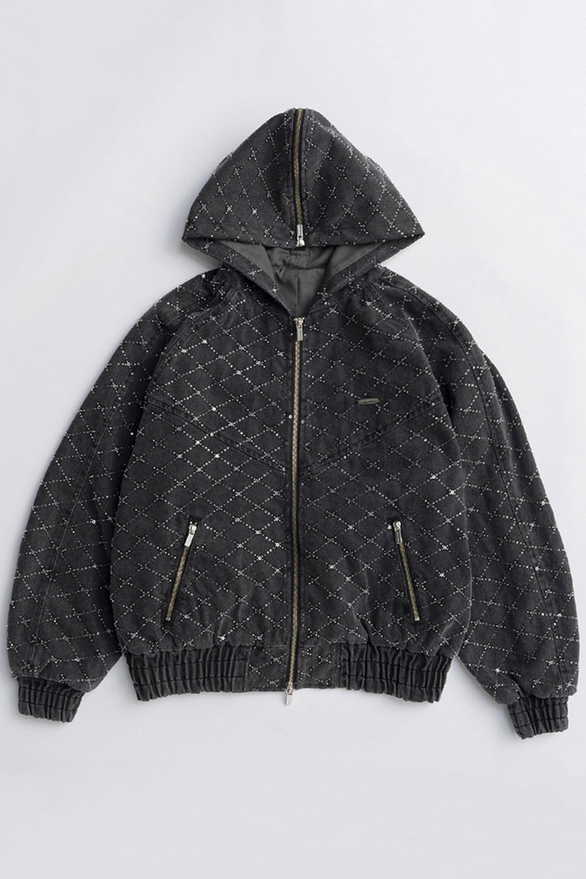 MAISON SPECIAL Diamond Beads Embroidery Denim Hoodie/ダイヤビーズエンブロイダリーデニムパーカー (BLK(ブラック), FREE) メゾンスペシャル ELLE SHOP MAISON SPECIAL Diamond Beads Embroidery Denim Hoodie/ダイヤビーズエンブロイダリーデニムパーカー (BLK(ブラック), FREE) メゾンスペシャル ELLE SHOP