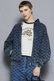 Diamond Beads Embroidery Denim Hoodie/ダイヤビーズエンブロイダリーデニムパーカー