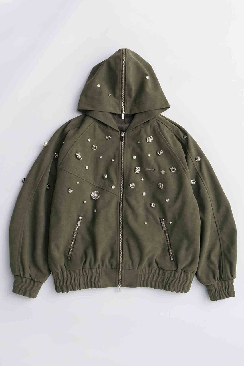 MAISON SPECIAL Vegan Leather Bijou Hoodie/ヴィーガンレザービジューパーカー (KHK(カーキ), FREE) メゾンスペシャル ELLE SHOP MAISON SPECIAL Vegan Leather Bijou Hoodie/ヴィーガンレザービジューパーカー (KHK(カーキ), FREE) メゾンスペシャル ELLE SHOP
