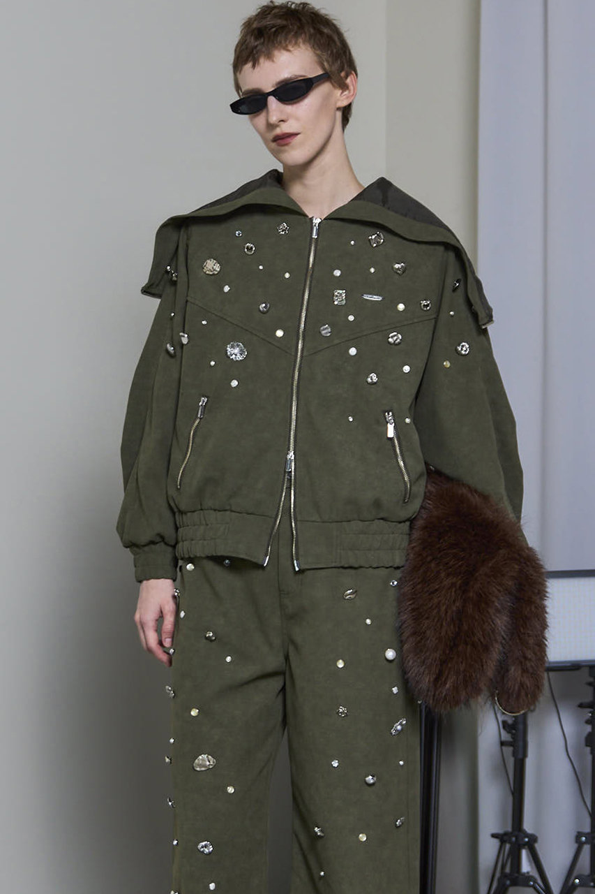 MAISON SPECIAL(メゾンスペシャル)｜faux Leather Bijou Hoodie
