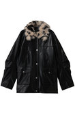 Fur Collar faux Leather Middle Blouson/ファーカラーフェイクレザーミドルブルゾン