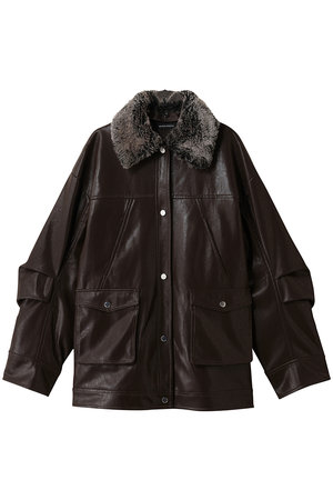 メゾンスペシャル/MAISON SPECIALのFur Collar faux Leather Middle Blouson/ファーカラーフェイクレザーミドルブルゾン(110800/110802)
