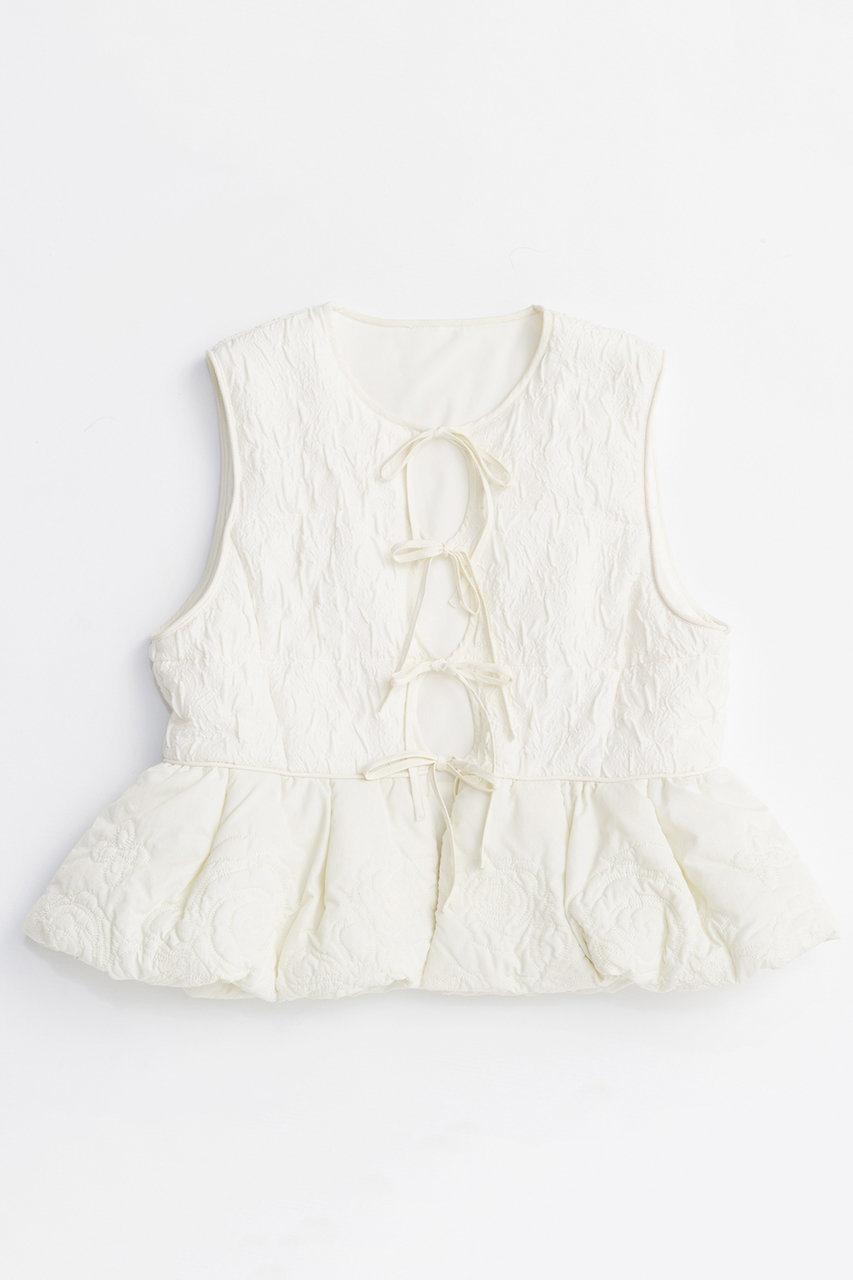 MAISON SPECIAL Embroidery Peplum Vest/エンブロイダリーペプラムベスト (WHT(ホワイト), FREE) メゾンスペシャル ELLE SHOP MAISON SPECIAL Embroidery Peplum Vest/エンブロイダリーペプラムベスト (WHT(ホワイト), FREE) メゾンスペシャル ELLE SHOP