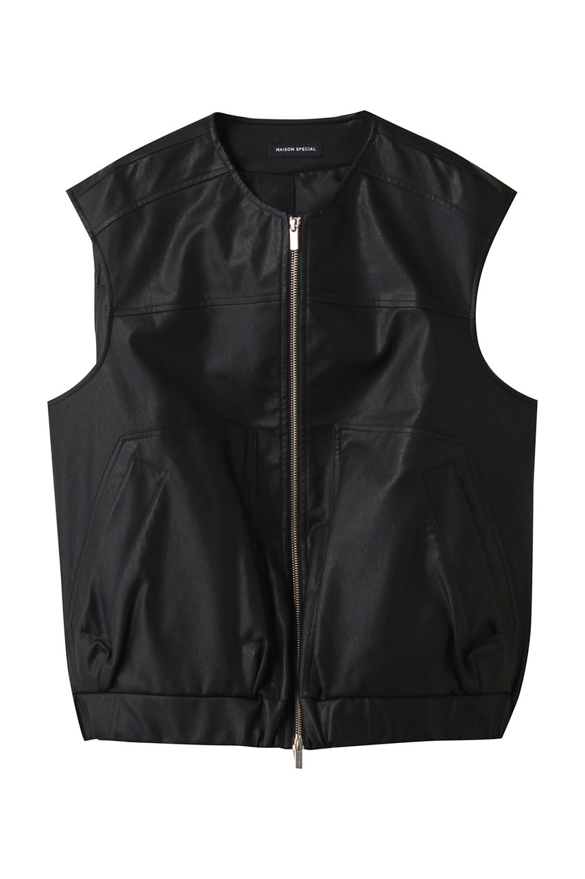 MAISON SPECIAL Vegan Leather Vest/ヴィーガンレザーベスト (BLK(ブラック), FREE) メゾンスペシャル ELLE SHOP MAISON SPECIAL Vegan Leather Vest/ヴィーガンレザーベスト (BLK(ブラック), FREE) メゾンスペシャル ELLE SHOP