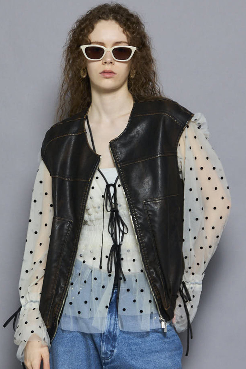 ベスト ジレ Washed Vegan Leather Vest/ウォッシュドヴィーガンレザーベスト「MAISON SPECIAL/メゾンスペシャル」 MAISON SPECIAL(メゾンスペシャル)｜Washed Vegan Leather Vest