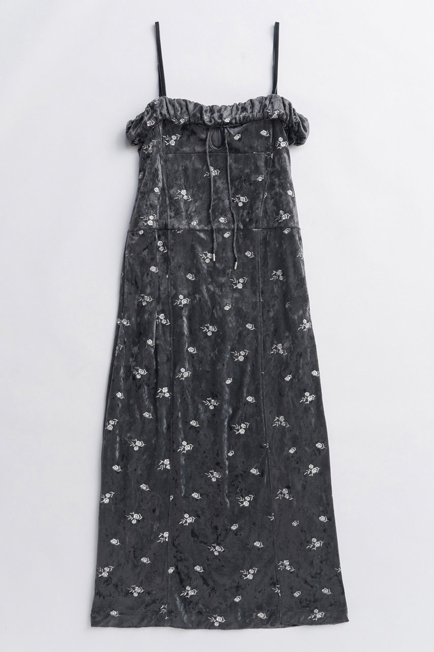 MAISON SPECIAL Flower Embroidery Velour Camisole Dress/フラワーエンブロイダリーベロアキャミワンピース (GRY(グレー), 38) メゾンスペシャル ELLE SHOP MAISON SPECIAL Flower Embroidery Velour Camisole Dress/フラワーエンブロイダリーベロアキャミワンピース (GRY(グレー), 38) メゾンスペシャル ELLE SHOP