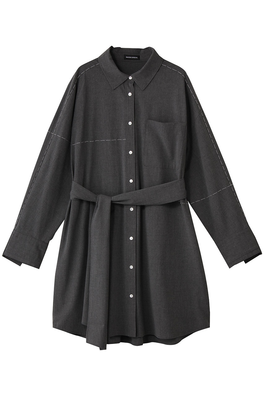 MAISON SPECIAL Hand Stitch Shirt Dress/ハンドステッチシャツワンピース (GRY(グレー), FREE) メゾンスペシャル ELLE SHOP