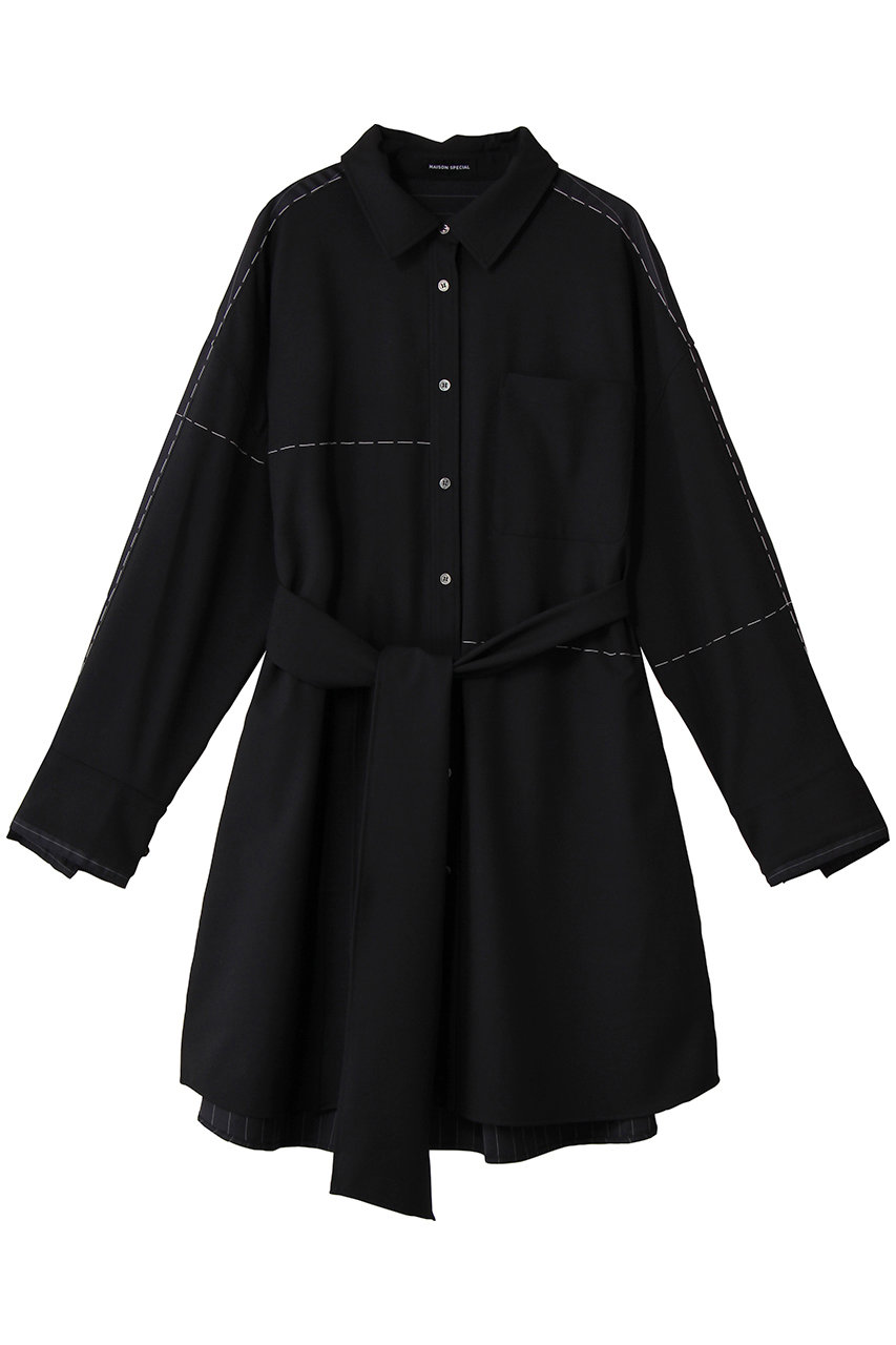 MAISON SPECIAL Hand Stitch Shirt Dress/ハンドステッチシャツワンピース (NVY(ネイビー), FREE) メゾンスペシャル ELLE SHOP