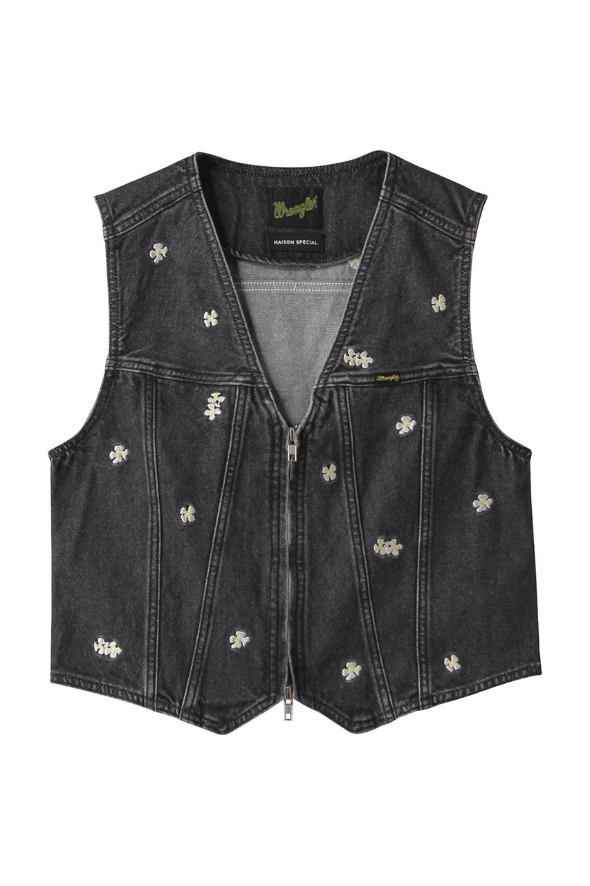 MAISON SPECIAL 【Wrangler×MAISON SPECIAL】Collaboration Flower Embroidery Denim Vest/ラングラーコラボレーションフラワーエンブロイダリーデニムベスト (BLK(ブラック), FREE) メゾンスペシャル ELLE SHOP MAISON SPECIAL 【Wrangler×MAISON SPECIAL】Collaboration Flower Embroidery Denim Vest/ラングラーコラボレーションフラワーエンブロイダリーデニムベスト (BLK(ブラック), FREE) メゾンスペシャル ELLE SHOP