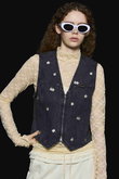 【Wrangler×MAISON SPECIAL】Collaboration Flower Embroidery Denim Vest/ラングラーコラボレーションフラワーエンブロイダリーデニムベスト