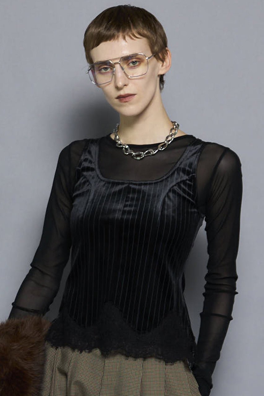 MAISON SPECIAL(メゾンスペシャル)｜Hem Lace Velvet Tank Top/ヘム