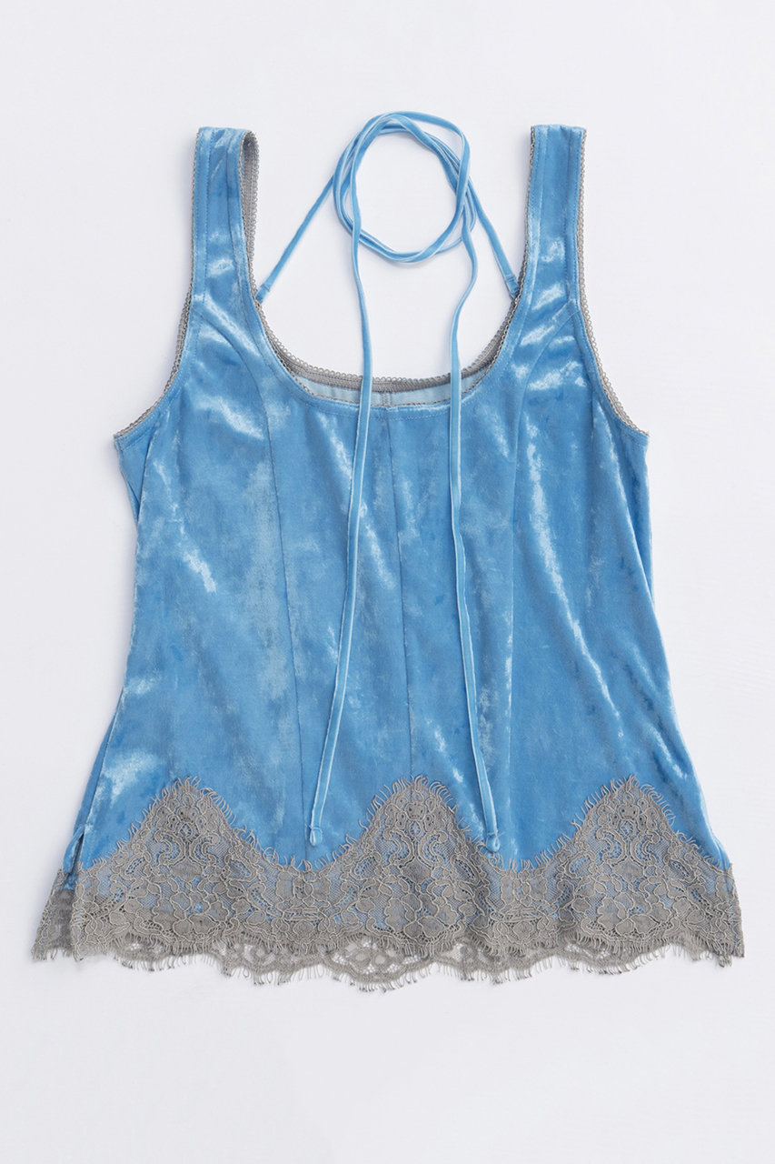 MAISON SPECIAL Hem Lace Velvet Tank Top/ヘムレースベロアタンクトップ (BLU(ブルー), FREE) メゾンスペシャル ELLE SHOP MAISON SPECIAL Hem Lace Velvet Tank Top/ヘムレースベロアタンクトップ (BLU(ブルー), FREE) メゾンスペシャル ELLE SHOP