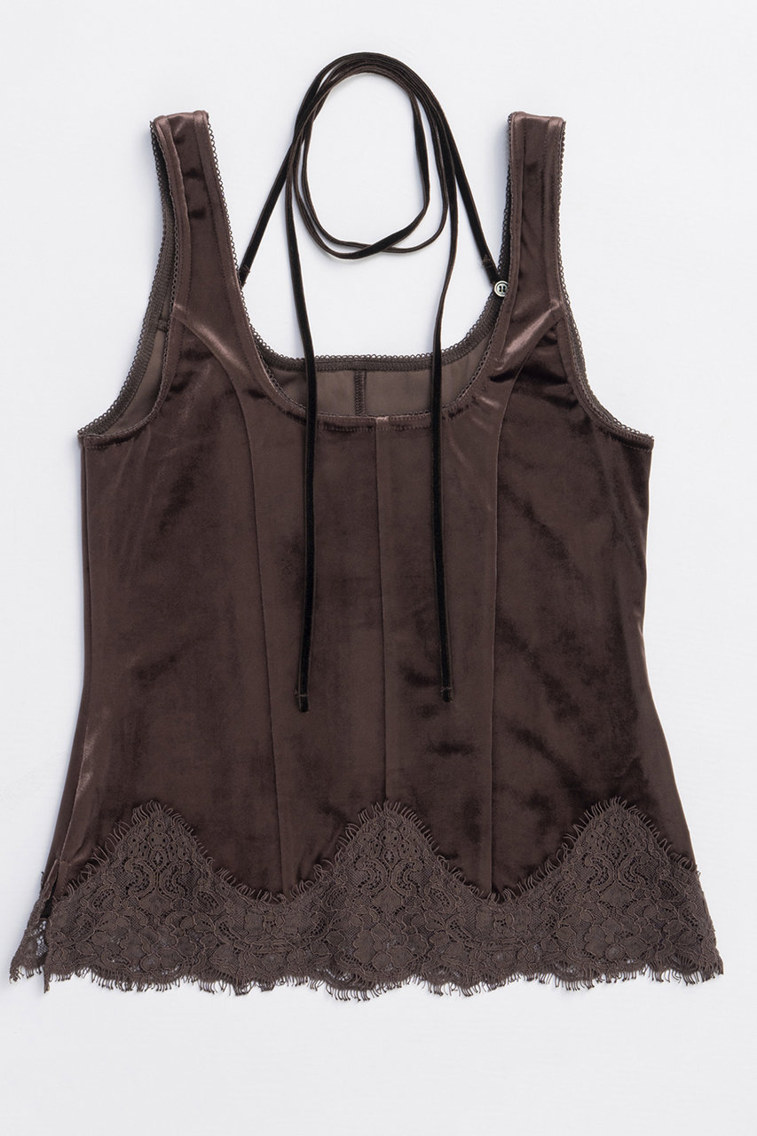 MAISON SPECIAL Hem Lace Velvet Tank Top/ヘムレースベロアタンクトップ (BRN(ブラウン), FREE) メゾンスペシャル ELLE SHOP MAISON SPECIAL Hem Lace Velvet Tank Top/ヘムレースベロアタンクトップ (BRN(ブラウン), FREE) メゾンスペシャル ELLE SHOP