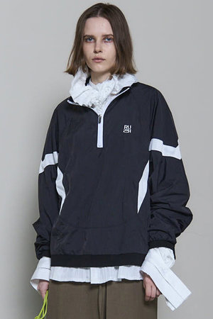 メゾンスペシャル/MAISON SPECIALのRUSH Logo Nylon Sporty Tops/RUSHロゴナイロンスポーティートップス(110400/110403)