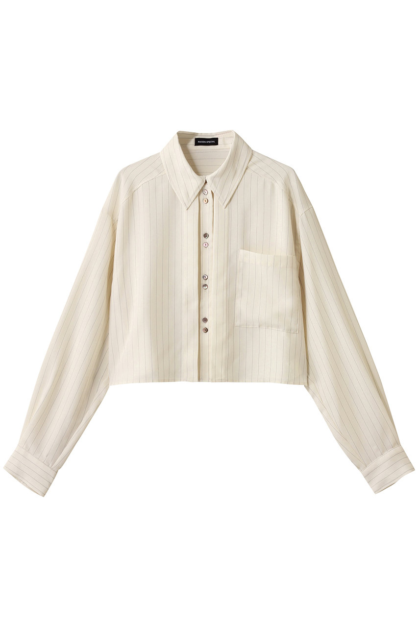 MAISON SPECIAL Tuck Stripe Short Shirt/タックストライプショートシャツ (WHT(ホワイト), FREE) メゾンスペシャル ELLE SHOP MAISON SPECIAL Tuck Stripe Short Shirt/タックストライプショートシャツ (WHT(ホワイト), FREE) メゾンスペシャル ELLE SHOP