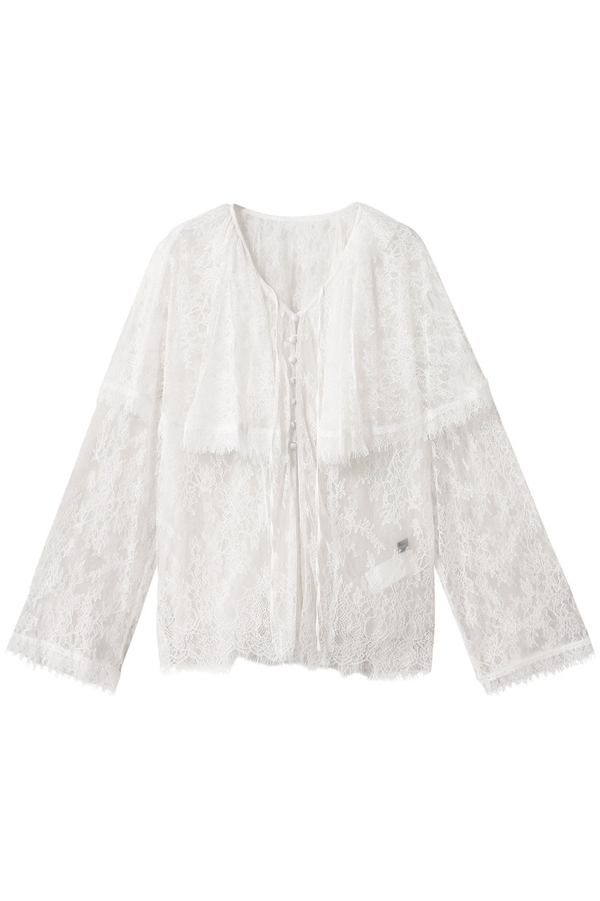 メゾンスペシャル/MAISON SPECIALのLace Cape Blouse/レースケープブラウス(WHT(ホワイト)/21252315702)