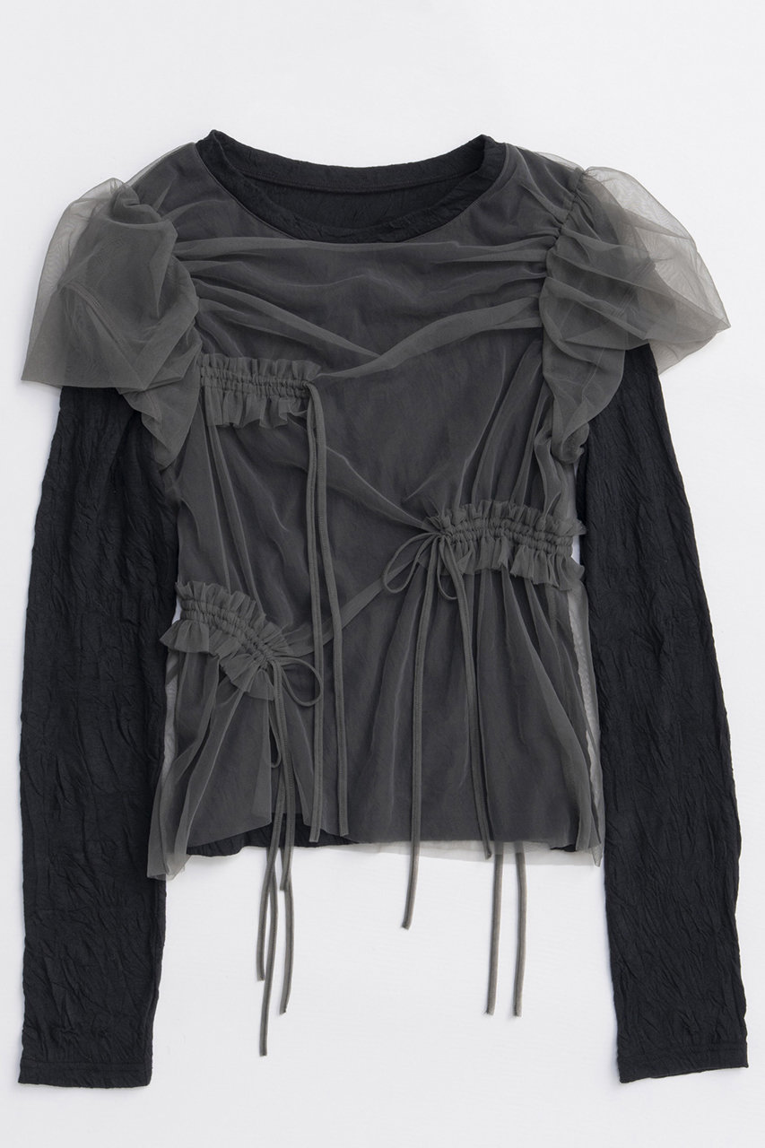 MAISON SPECIAL Shirring Mini Puff Sleeve Tops/シャーリングミニパフスリーブトップス (BLK(ブラック), FREE) メゾンスペシャル ELLE SHOP MAISON SPECIAL Shirring Mini Puff Sleeve Tops/シャーリングミニパフスリーブトップス (BLK(ブラック), FREE) メゾンスペシャル ELLE SHOP