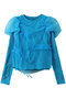 Shirring Mini Puff Sleeve Tops/シャーリングミニパフスリーブトップス メゾンスペシャル/MAISON SPECIAL BLU(ブルー)
