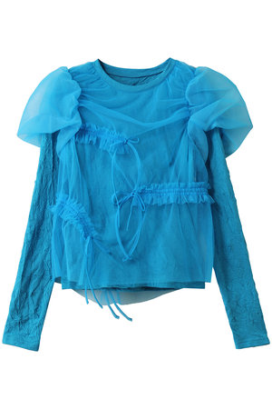 メゾンスペシャル/MAISON SPECIALのShirring Mini Puff Sleeve Tops/シャーリングミニパフスリーブトップス(110400/110403)